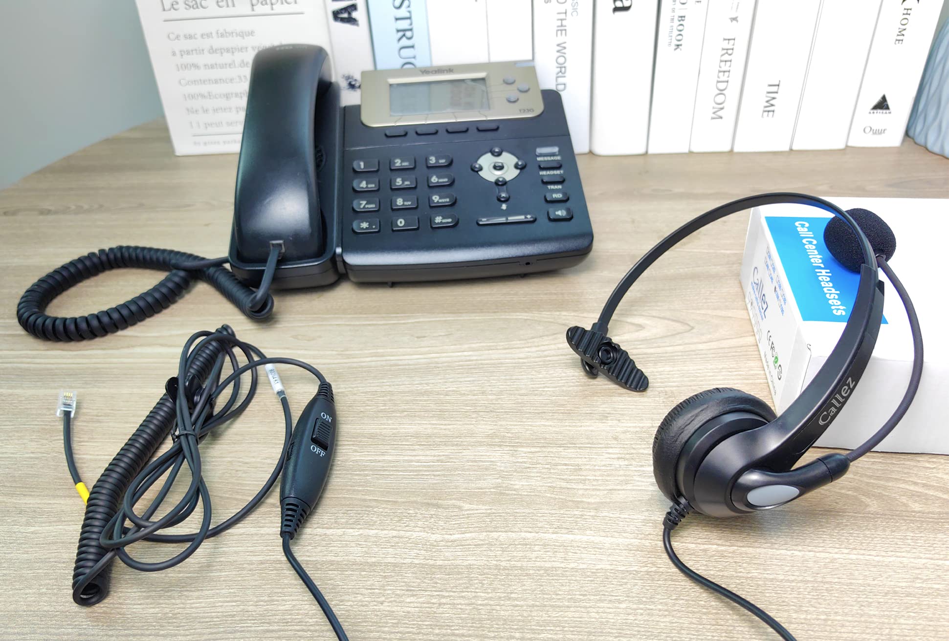Callez RJ9 Phone Headset Office Telephone Headset with Microphone Noise Cancelling for Yealink T23G T33G T40G T46G T46S T48S T46U T48U T53W T57W Grandstream GXP2135 GXP2160 GXP2170 Avaya Panasonic