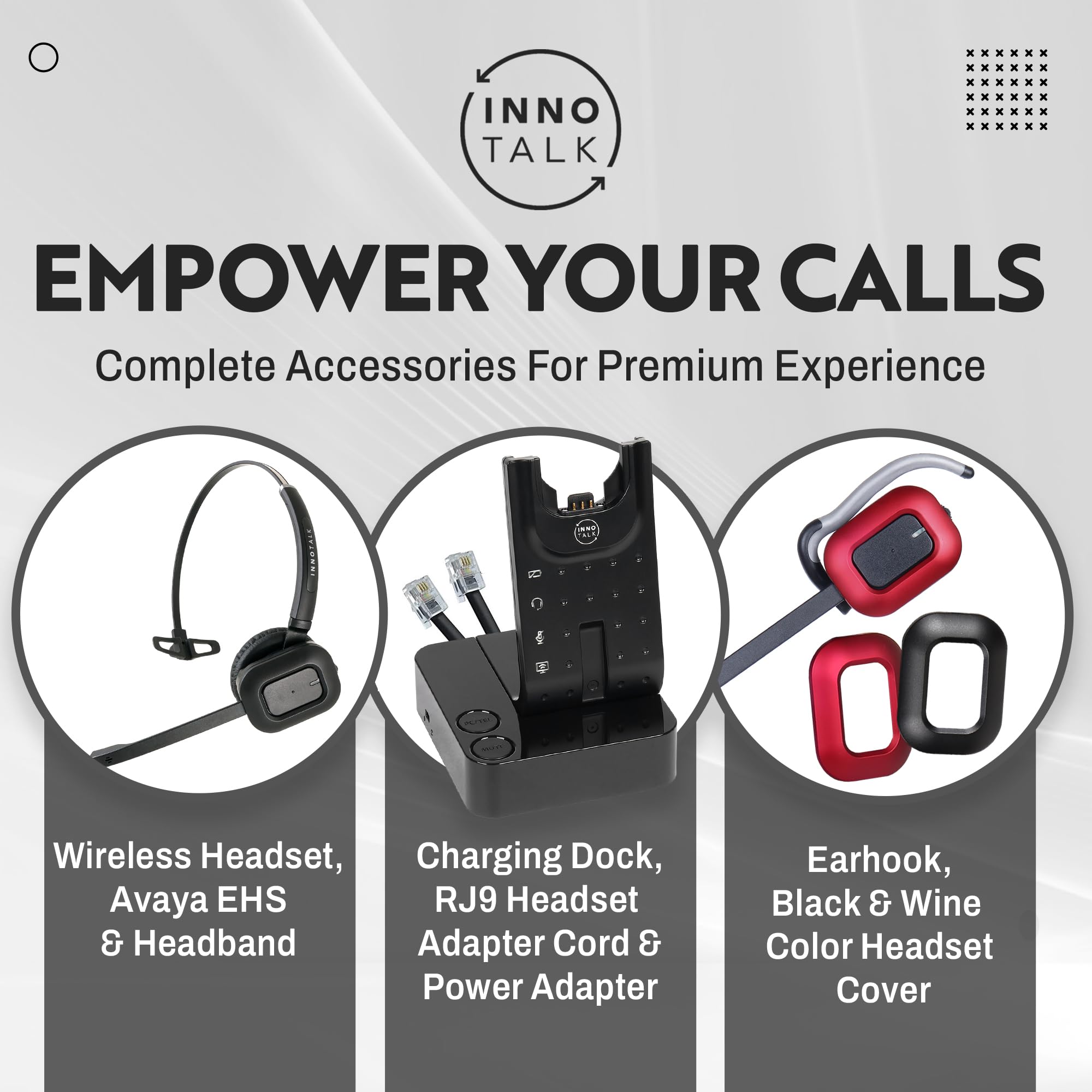 INNOTALK Wireless Remote Answering Headset Compatible with Avaya 9608, 9610, 9611, 9620, 9621, 9630, 9640, 9641, 9650, 9670