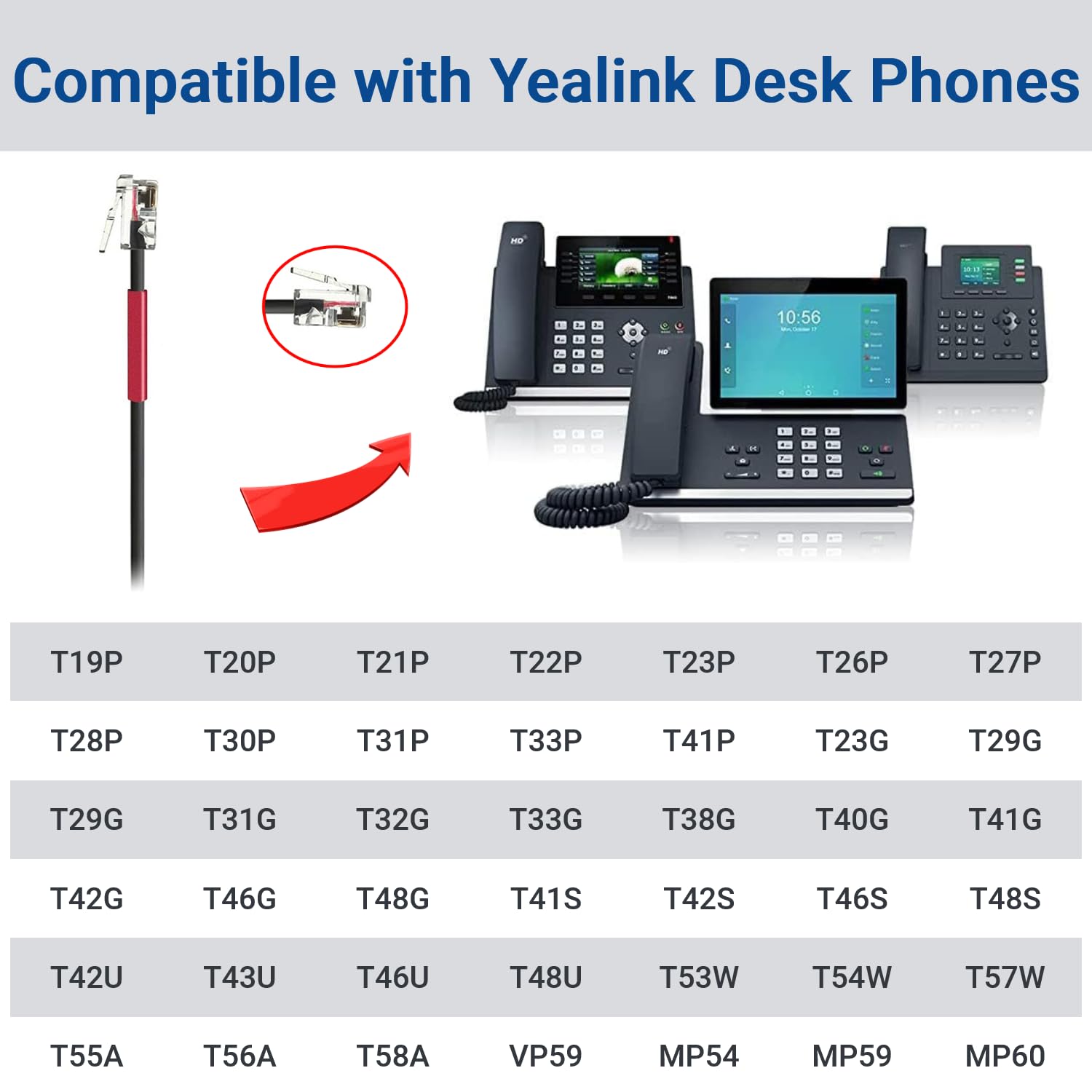 U10P-S Adapter RJ9 to QD HIS Cable for Plantronics Quick Disconnect Headsets Coil Cord Compatible with Yealink T20P T21P T26P T23G T46G T48G T42S T46S Avaya 1608 9608 9611 Panasonic Snom Desk Phones