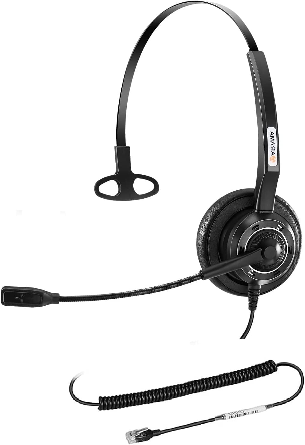 Arama Yealink Phone Headset with Microphone Noise Cancelling, RJ9 Office Telephone Headsets Compatible with Yealink T20P T21P T26P T23G T46G T48G T42S T46S Avaya 1608 9608 9611 Grandstream (A200Y1)