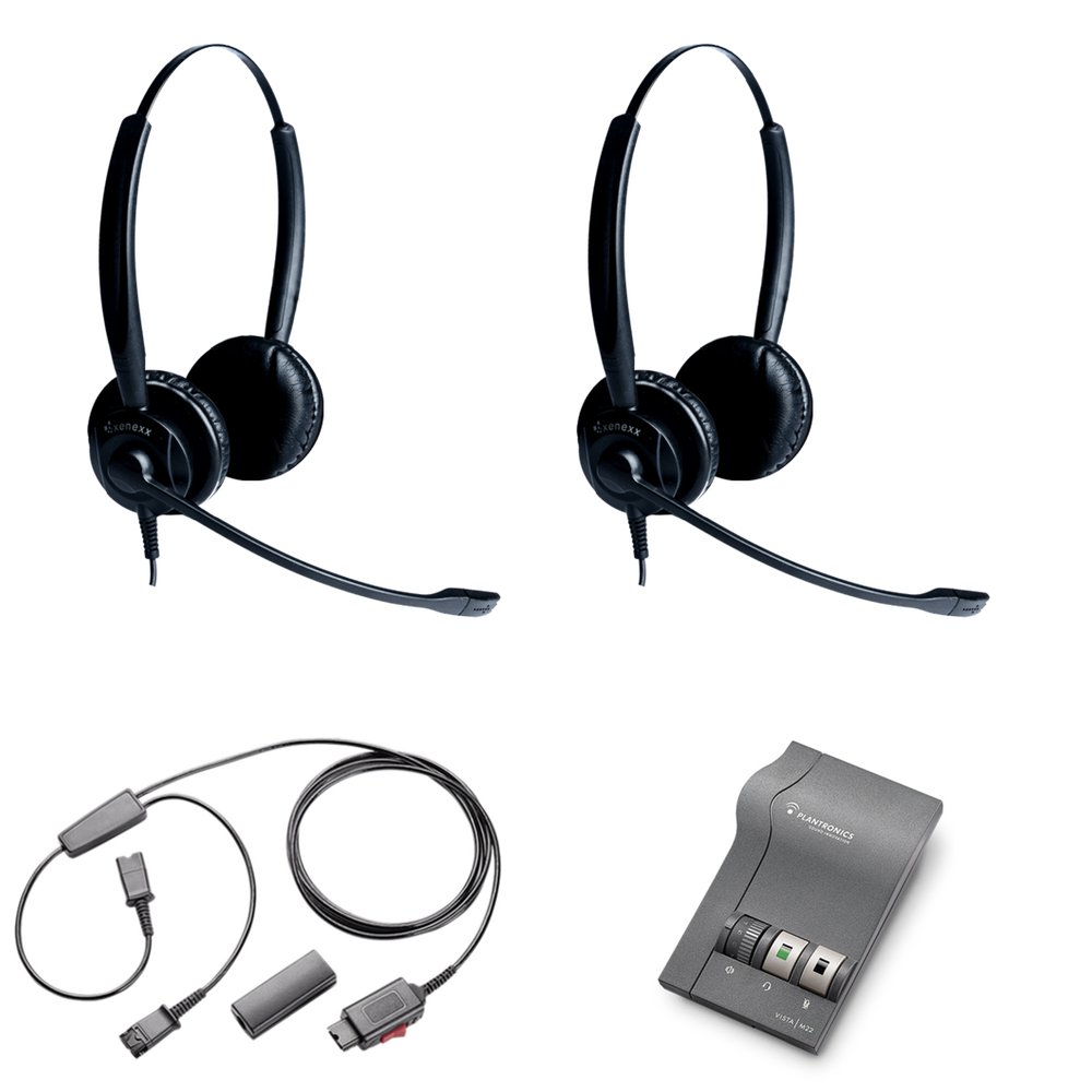 XS 825 Headset Bundle for Training, Coaching, Monitoring, Supervising, Onboarding - Compatible Deskphones Include Avaya, Yealink, Polycom, Cisco, Mitel, Nortel, Toshiba (Stereo, Advanced Bundle)