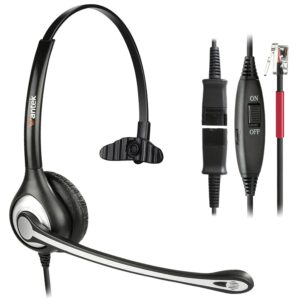 wantek corded telephone headset monaural with noise canceling mic + quick disconnect work for yealink sip-t19p t20p t21p t22p t26p t28p t32g t41p t38g t42g t46g t48g avaya 1608 9611g ip phones(600qy1)