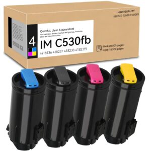 SAIBOYA IM C530fb Toner Cartridge Black Cyan Magenta Yellow Rmanufactured IM C530 Compatible for Ricoh Savin Lanier IM C530 C530fb (418136 418237 418238 418239)