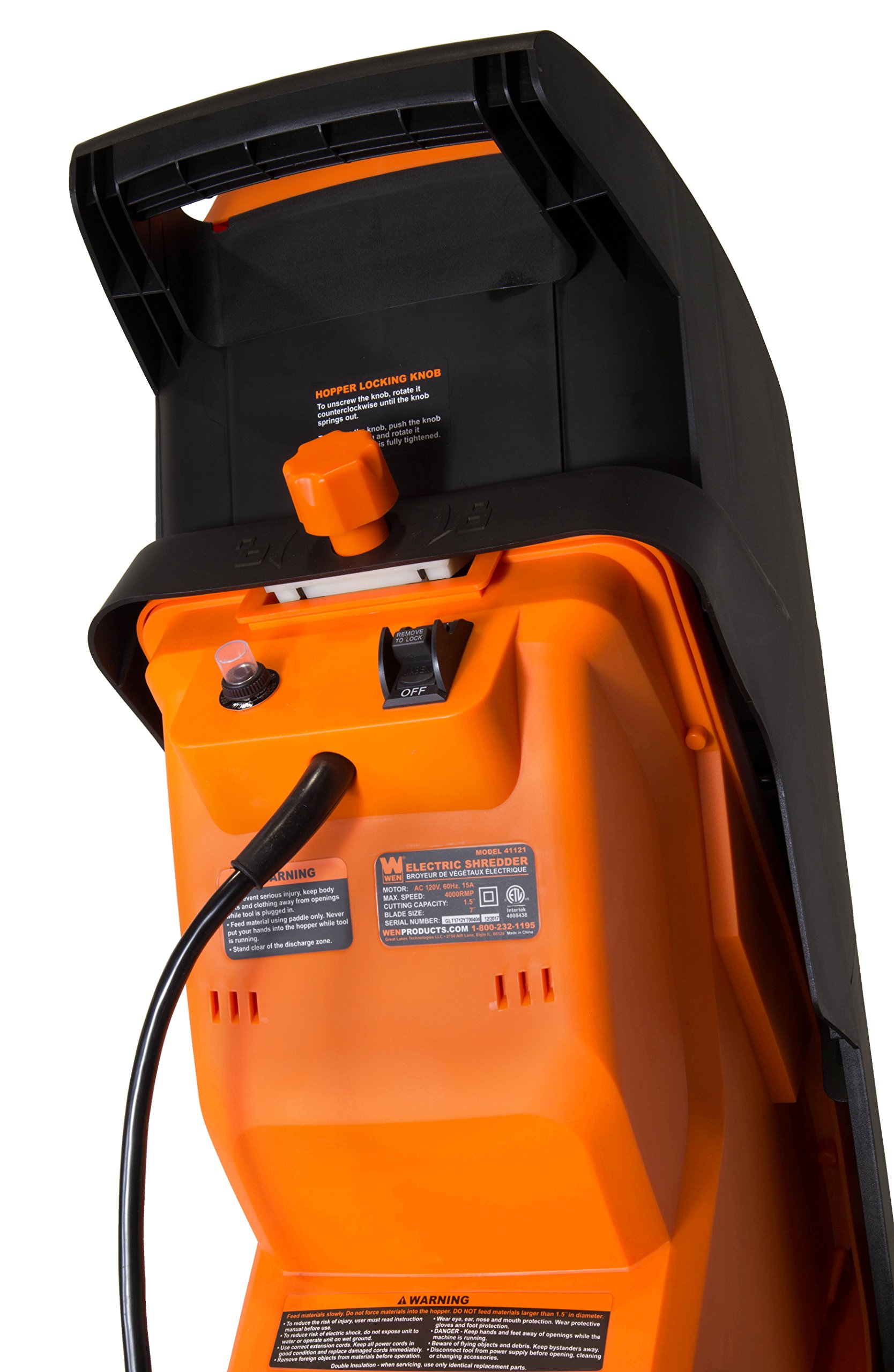 WEN 41121 15-Amp Rolling Electric Wood Chipper and Shredder