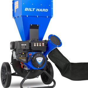 BILT HARD Wood Chipper - 7.5 HP 224cc Gas Powered Shredder Mulcher, 3 in 1 Multi-Function Heavy Duty, 3" Max Wood Diameter Capacity with Collection Bag