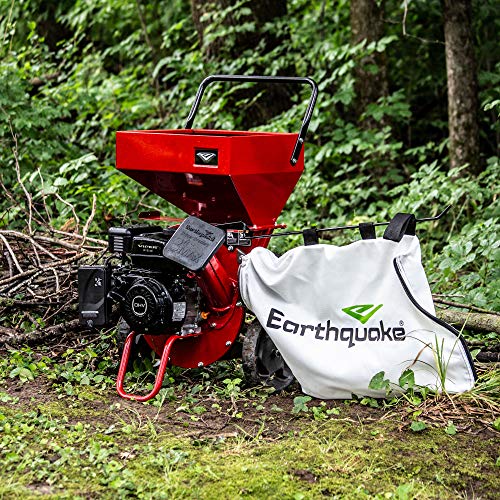 Earthquake 33968 K32 Chipper Shredder, Heavy Duty 212cc 4 Cycle Viper Engine, Chip Branches up to 3” in Diameter, 20:1 Reduction, Airless Wheels, Included Debris Bag, Red