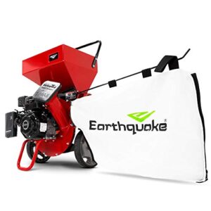 Earthquake 33968 K32 Chipper Shredder, Heavy Duty 212cc 4 Cycle Viper Engine, Chip Branches up to 3” in Diameter, 20:1 Reduction, Airless Wheels, Included Debris Bag, Red