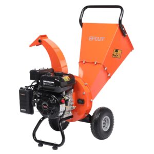 efcut c30 mini wood chipper shredder mulcher heavy duty 7 hp 212cc gas powered engine 3" inch max wood diameter capacity compact design