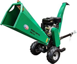 apwc460e electric start, woodchipper mulcher 16hp jd engine 460cc gas powered chipper shredder 2000 rpm double edge blades 6" feed