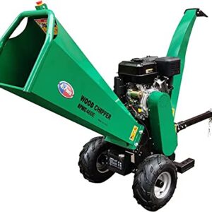 APWC460E Electric Start, Woodchipper Mulcher 16HP JD Engine 460cc Gas Powered Chipper Shredder 2000 RPM Double Edge Blades 6" Feed