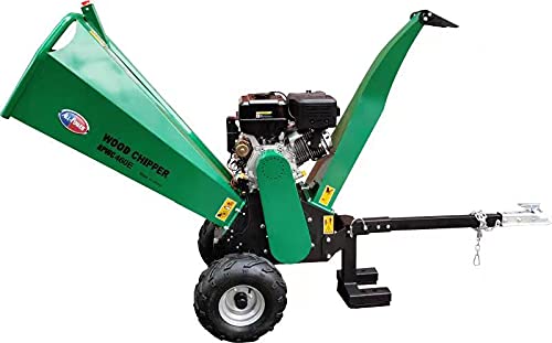 APWC460E Electric Start, Woodchipper Mulcher 16HP JD Engine 460cc Gas Powered Chipper Shredder 2000 RPM Double Edge Blades 6" Feed