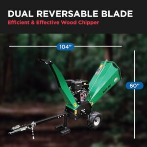 APWC460E Electric Start, Woodchipper Mulcher 16HP JD Engine 460cc Gas Powered Chipper Shredder 2000 RPM Double Edge Blades 6" Feed