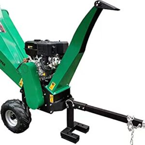 APWC460E Electric Start, Woodchipper Mulcher 16HP JD Engine 460cc Gas Powered Chipper Shredder 2000 RPM Double Edge Blades 6" Feed