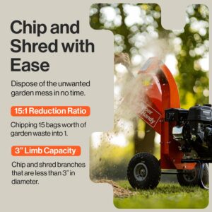 SuperHandy Mini Wood Chipper Shredder Mulcher Heavy Duty 7HP Compact Design 3" Inch Max Cutting Capacity