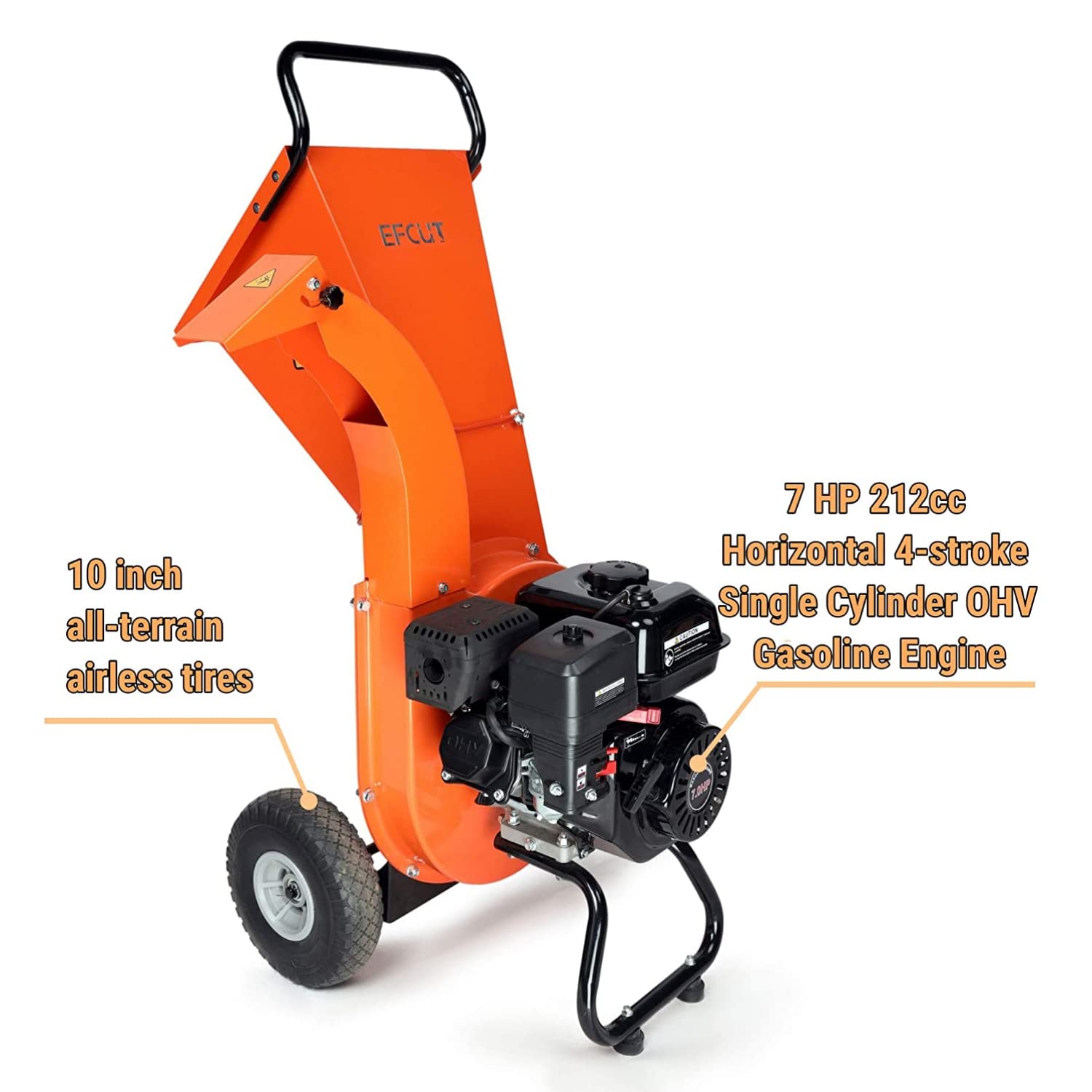 EFCUT C30 Wood Chipper Shredder Mulcher 7 HP 212cc Heavy Duty Rotor Engine Gas Powered 3 inch Max Wood Diameter Capacity 20:1 Reduction Ratio