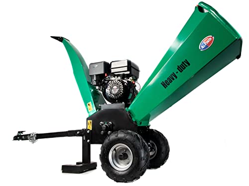 All Power APWC420 Woodchipper Mulcher 15HP JD Engine 420cc Gas Powered Chipper Shredder 2000 RPM Double Edge Blades 6" Feed