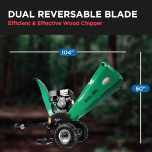 All Power APWC420 Woodchipper Mulcher 15HP JD Engine 420cc Gas Powered Chipper Shredder 2000 RPM Double Edge Blades 6" Feed