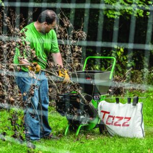 Tazz Chipper Shredder 35259, Heavy Duty 212cc, 4-Cycle Viper Engine, Rugged Debris Bag, Steel Hopper, Shred Branches up to 3” in Diameter