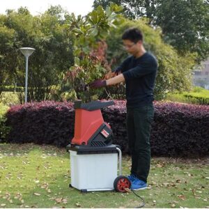 ADOVZ 2500W Wood Chipper Electric Garden Shredder Multifunctional Low Noise Electric Wood Leaf Branch Shredder Garden Tool with 50L Collecting Box,Chippers +10M Power line