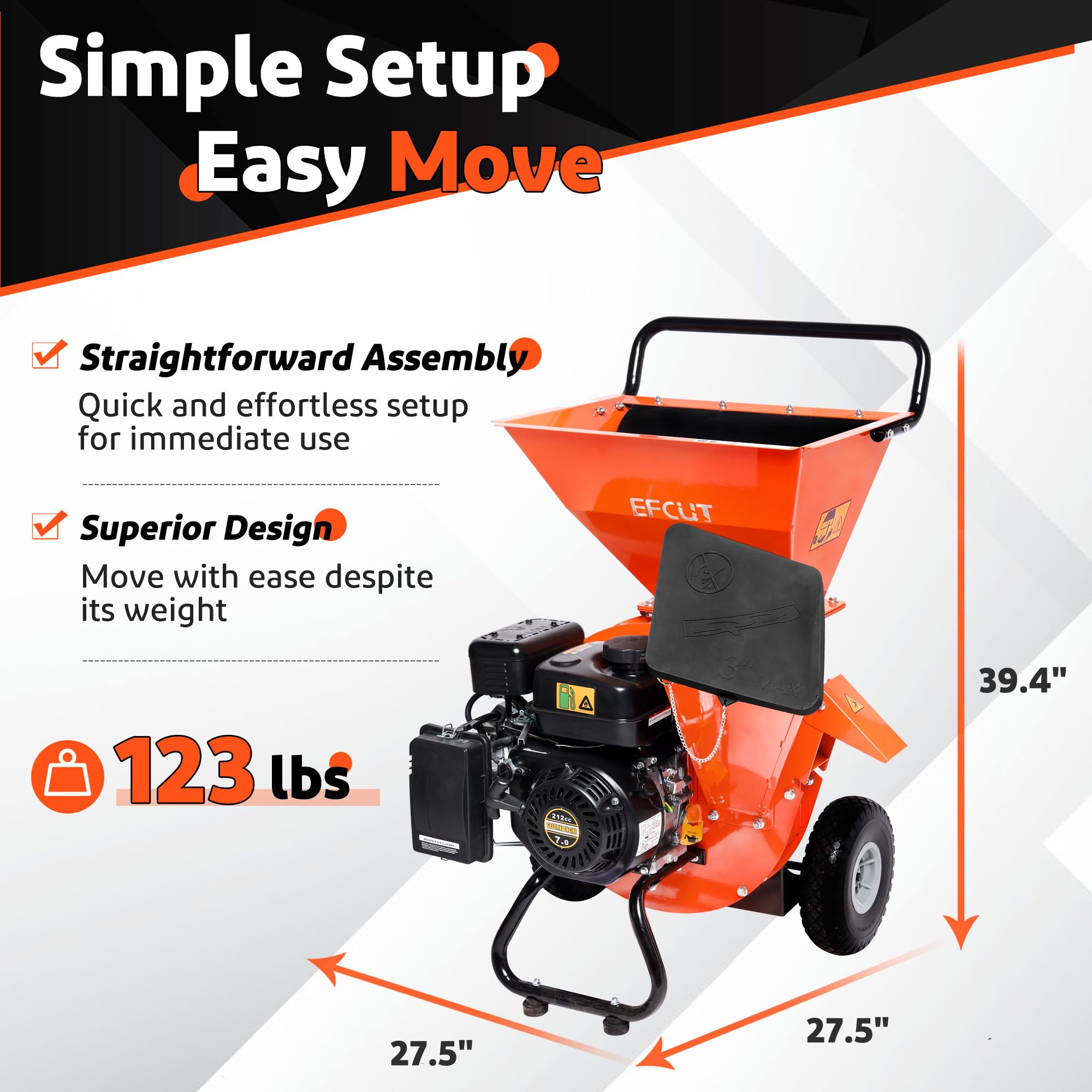 EFCUT C30 LITE Wood Chipper 15:1 Reduction Ratio 3-in-1 Multi-Function Wood Chipper [Bundle Deal]