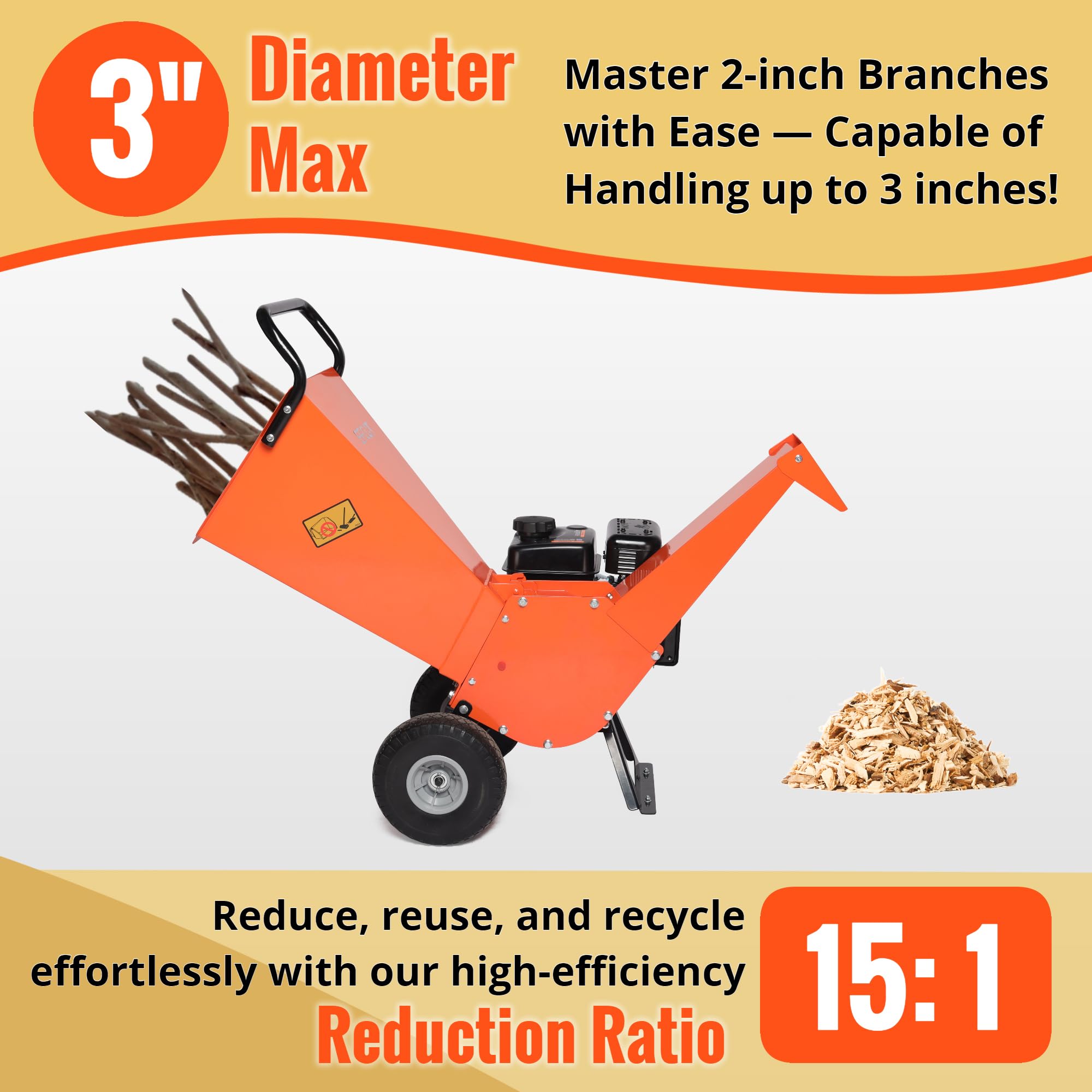 EFCUT C30 Mini Wood Chipper 18:1 Reduction Ratio R0 Wood Chipper Cutting Roller Design [Bundle Deal]