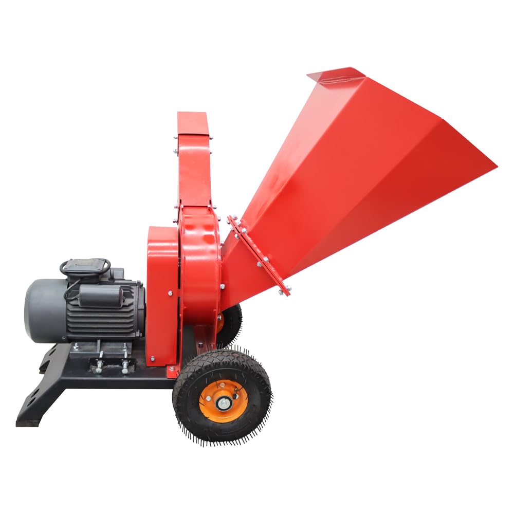 HayWHNKN Wood Shredder Chipper Hand Pushed Wood Crusher Branch Crusher 5inch Max Wood Diameter 220v 3kw for Corn Straw Grass