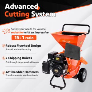 EFCUT C30 Wood Chipper 20:1 Reduction Ratio 3-in-1 Multi-Function Wood Chipper [Bundle Deal]