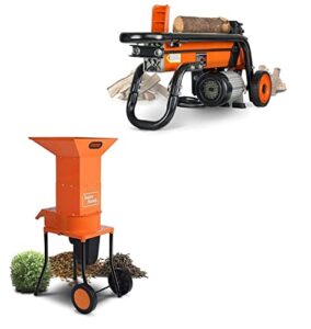 superhandy leaf mulcher shredder electric green and waste management & log splitter electric portable 6 ton ram system 1-3/4ehp 15amp 1500watt motor horizontal [bundle deal]