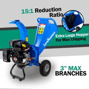 Landworks Mini Wood Chipper Compact Design 3" Inch Max Capacity & Earth Auger Power Head Steel 6" Inch x 30" Inch Bit Cordless [Bundle Deal]