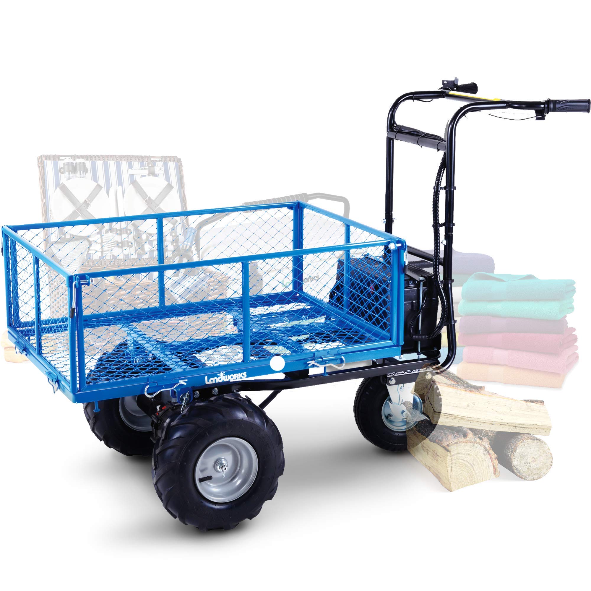 G GreatCircleUSA Mini Wood Chipper Shredder Mulcher & Landworks Utility Cart Hand Truck [Bundle Deal]