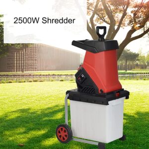 ADOVZ Electric Wood Chipper with 45L Collecting Bag, 10M Power Line, Max 1.57'' Cutting Capacity, Light-Weight Low Noise, Overload Protection