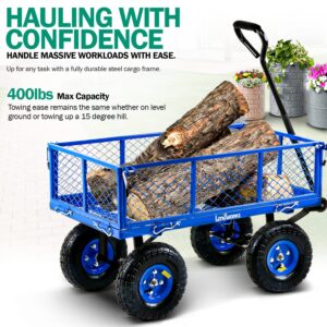 G Wood Chipper Shredder Mulcher Leaf Vacuum Kit & Landworks Lawn & Garden Utility Cart/Beach Wagon