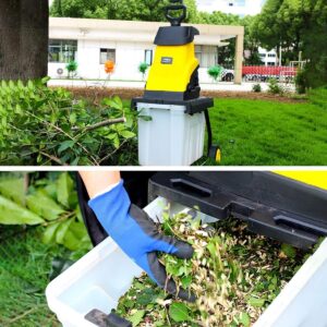 QCLUEU 2400W Electric Garden Shredder, Wood Chipper with Max 1.4-in Cutting Diameter, Overload Protection, 10M Power Line, for Lawn and Garden Use