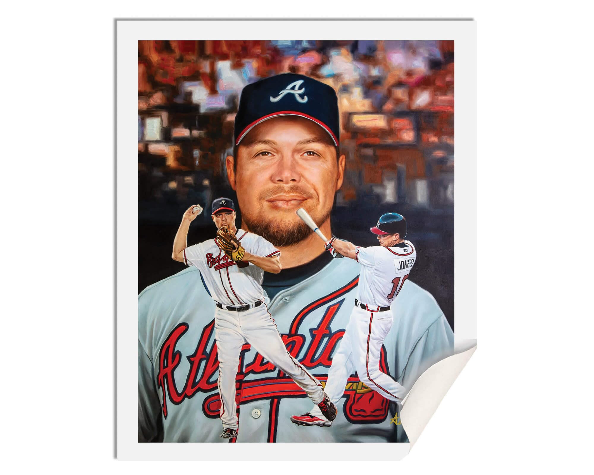 Atlanta Braves 3rd Base Chipper Jones MLB Baseball Player HOF Hall of Fame Art Print 1AM3 on 31x40 polyester canvas