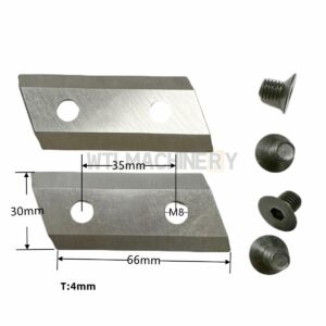 2 Sets Garden Shredder Chipper Blades (4pcs) + Screws (8pcs) Wood Chipper Knives for Wood Chipper Machine Replacement Part Hole Pitch: 35mm