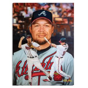 Atlanta Braves 3rd Base Chipper Jones MLB Baseball Player HOF Hall of Fame Art Print 1AM3 on 30x40 Stretched Gallery Wrap Canvas Frame