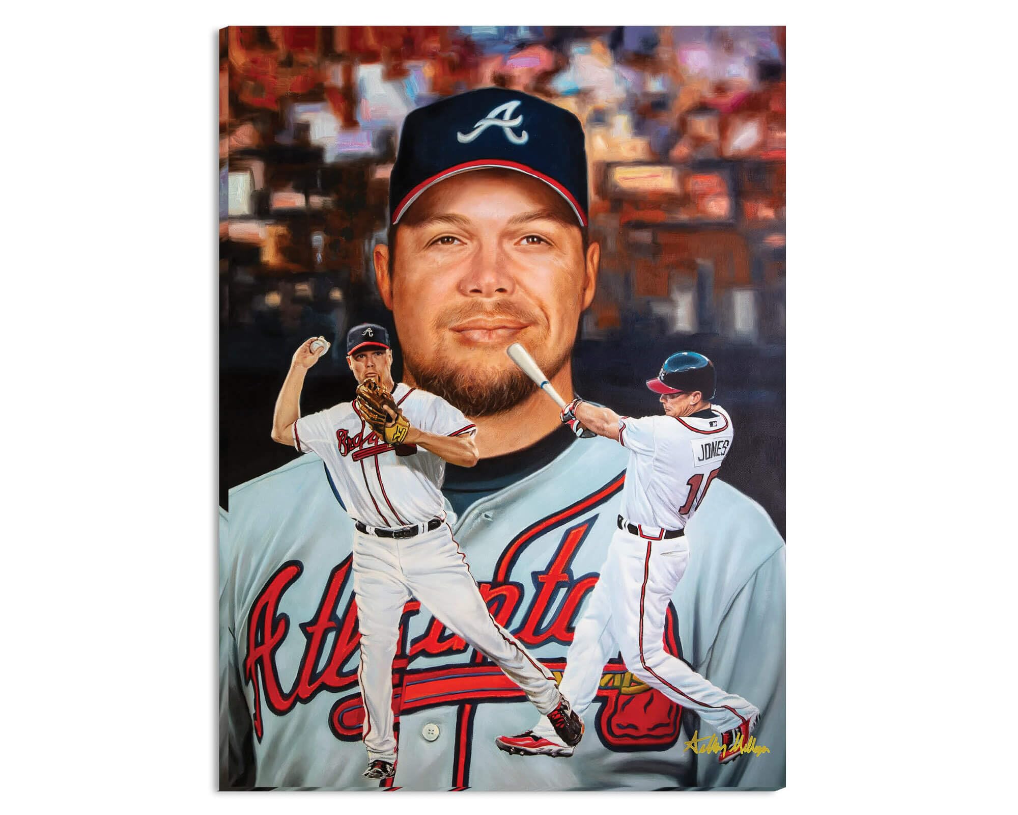 Atlanta Braves 3rd Base Chipper Jones MLB Baseball Player HOF Hall of Fame Art Print 1AM3 on 30x40 Stretched Gallery Wrap Canvas Frame