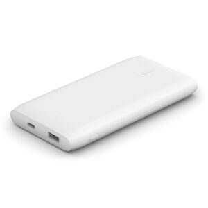 belkin usb-c power bank 10k, fast charging portable battery pack w/ usb-c + usb ports, compatible w/ iphone 14, 14 plus, 14 pro, 14 pro max, 13, 13 mini, galaxy s23, s23+, ultra and more - white