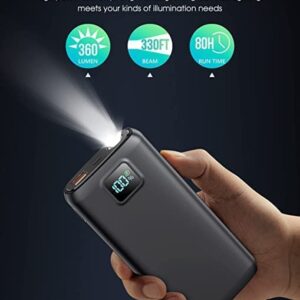 Portable-Charger-Power-Bank - 40000mAh Power Bank PD 30W and QC 4.0 Quick Charging Built-in Bright Flashlight LED Display 2 USB 1Type-C Output for Most Electronic Devices on The Market(Carbon Black)