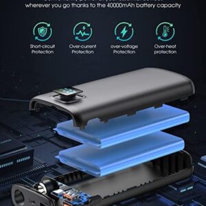 Portable-Charger-Power-Bank - 40000mAh Power Bank PD 30W and QC 4.0 Quick Charging Built-in Bright Flashlight LED Display 2 USB 1Type-C Output for Most Electronic Devices on The Market(Carbon Black)