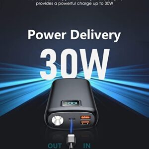 Portable-Charger-Power-Bank - 40000mAh Power Bank PD 30W and QC 4.0 Quick Charging Built-in Bright Flashlight LED Display 2 USB 1Type-C Output for Most Electronic Devices on The Market(Carbon Black)