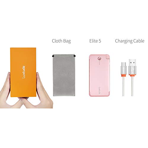 Luxtude 5000mAh Portable Charger for iPhone, Ultra Slim MFi Apple Certified Battery Pack Built in Lightning Cable, Fast Charging Power Bank for iPhone 13/12/11 Pro/X/XR/XS Max/8/7/6S, Rose Gold Pink.