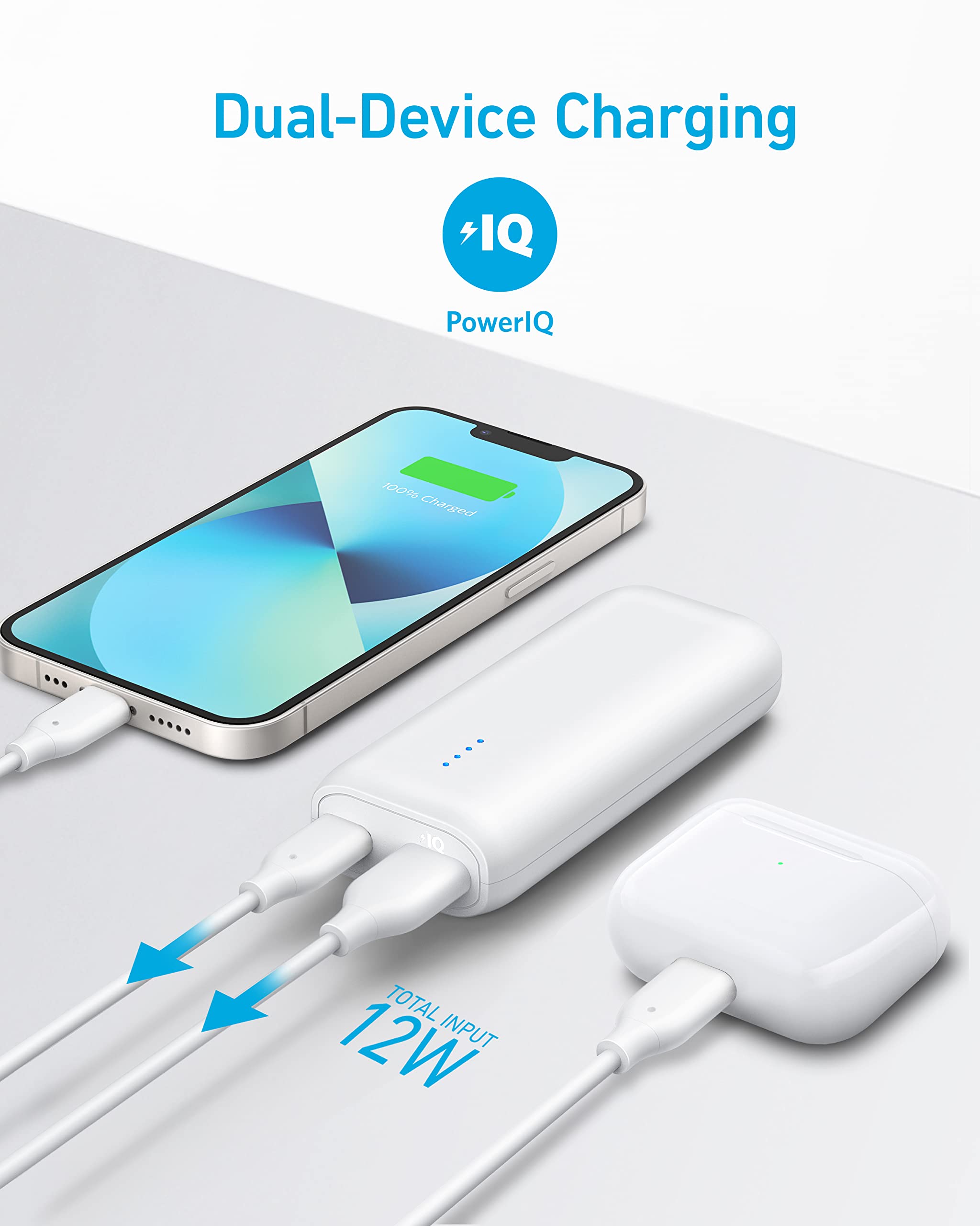 Anker Power Bank, 5,200 mAh Portable Charger, for iPhone 15 Series, 14/13, Samsung, Pixel, LG & More, External Phone Battery for Travel & Daily Use