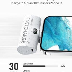 VEEKTOMX Small Portable Charger for iPhone, Fast Charging Power Bank Mini 5000mAh Battery Pack Compatible with iPhone 14/14 plus/14 Pro Max/13/13Pro Max/12/12Mini/11/XR/XS/X/8/,Travel Essentials