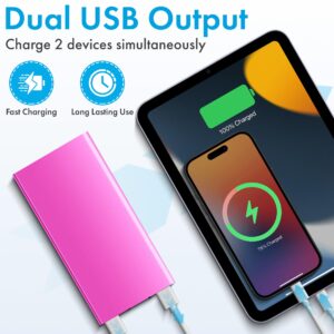 KaruSale Power Bank - Portable Charger Ultra Thin 20000mAh 20W Portable External Battery Charger Car Travel Outdoor Backup High Capacity with LED Light for iPhone and Samsung Cell Phone (Hot Pink)