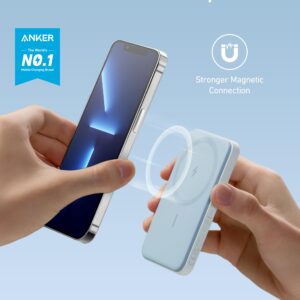 Anker Magnetic Portable Charger, 5,000mAh Wireless Portable Charger with USB-C Cable, Battery Pack Only Compatible with iPhone 15/15 Plus/15 Pro/15 Pro Max, iPhone 14/13/12 Series and more