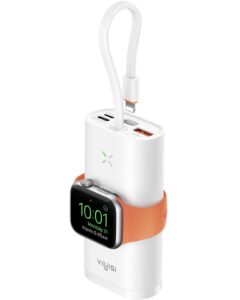 viyisi portable charger for iphone & apple watch, 10000mah power bank 20w pd fast charging battery pack compatible with apple watch series ultra/8/7/6/se/5/4/3/2/1/iphone14/14 pro max/13/12 - white