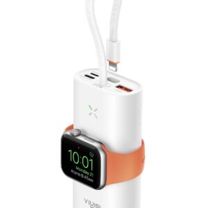 VIYISI Portable Charger for iPhone & Apple Watch, 10000mAh Power Bank 20W PD Fast Charging Battery Pack Compatible with Apple Watch Series Ultra/8/7/6/Se/5/4/3/2/1/iPhone14/14 Pro Max/13/12 - White