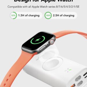 VIYISI Portable Charger for iPhone & Apple Watch, 10000mAh Power Bank 20W PD Fast Charging Battery Pack Compatible with Apple Watch Series Ultra/8/7/6/Se/5/4/3/2/1/iPhone14/14 Pro Max/13/12 - White