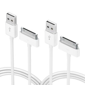 sarmert apple certified 30 pin usb charging cable, upoweradd 4.0ft usb sync charging cord iphone compatible for 4 4s 3g 3gs ipad 1 2 3 ipod touch nano white (2 pcs)